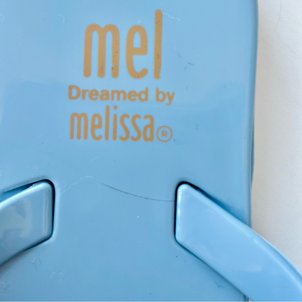 Mini Melissa Bow Jelly Sandals Blue Girls Toddler Flip Flops Glossy Waterproof - Picture 6 of 7